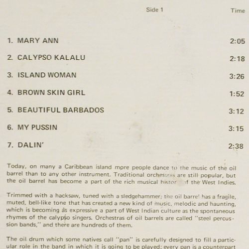Barbados Steel: Steel Drums of Barbados, vg+/m-, Request Rec.(SRLP 10091), US,  - LP - V7906 - 9,00 Euro