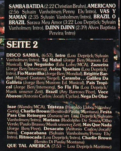 Samba Batida: Die20 sch&ouml;nsten Samba hits a.Rio, Ariola (205 248-000), D, 1982 Typ: LP Best.-Nr.: V1762 Preis: 6,00 Euro.