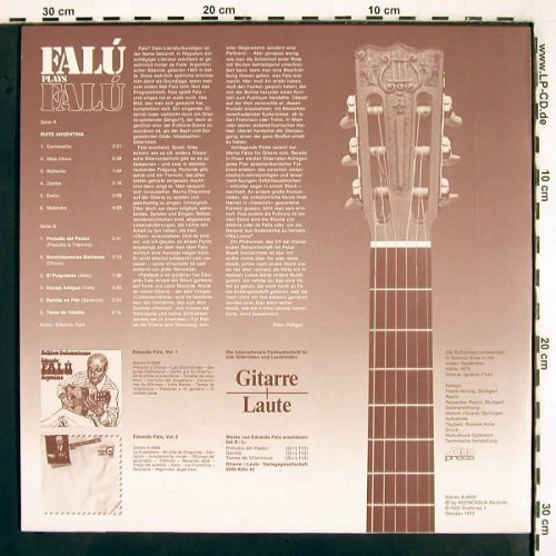 Falu,Eduardo: Falu plays Falu, Vol.3, Aconcagua (A-4455), D, 1979 Typ: LP Best.-Nr.: V2864 Preis: 9,00 Euro