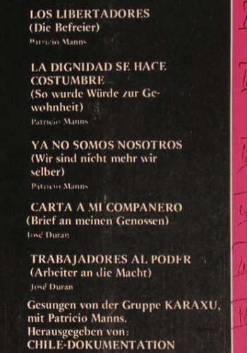V.A.Wer kommt mit mir ?: Karaxu! (CHILE) mit Patricio Manns, MIR/Trikont (L 43), D, woc, 1975 Typ: LP Best.-Nr.: V3830 Preis: 9,00 Euro