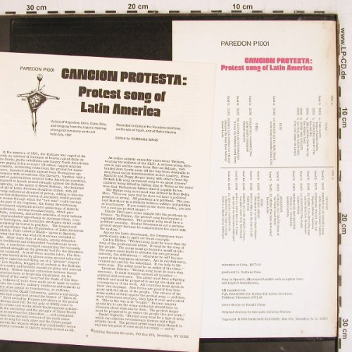 V.A.Cancion Protesta: Protest Song of Latin America, Paredon, Bookl.16S (P1001), US, 1970 Typ: LP Best.-Nr.: V3831 Preis: 9,00 Euro