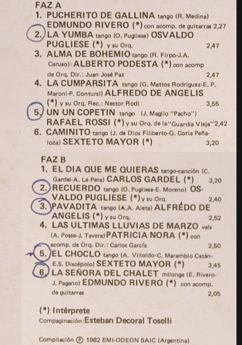 V.A.El Viejo Almacen: Tangos en Buenos Aires, vg+/vg+,woc, EMI (4599), Argentina, 1982 Typ: LP Best.-Nr.: V4909 Preis: 7,50 Euro