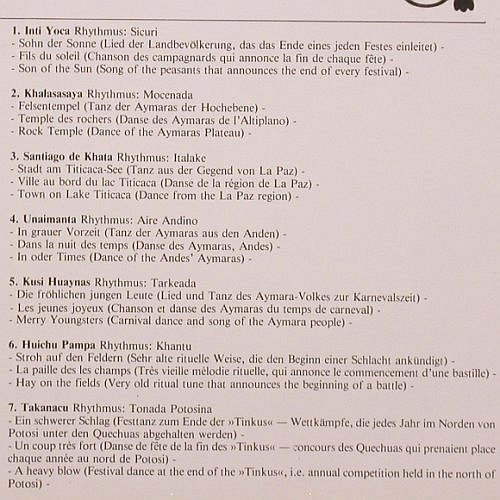 Ukamau: Folklore de Bolivia, Eulenspiegel (EULP 1023), D Typ: LP Best.-Nr.: V5591 Preis: 5,00 Euro