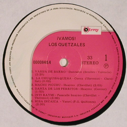Los Quetzales: Vamos!, Virrey(VIR-840), Peru, 1973 - LP - V5703 - 9,00 Euro