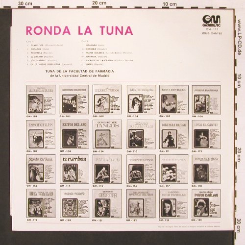 Tuna de la Facultad de Farmacia: Ronda la Tuna, Univ.Madrid, Gramusic (113), E, 1971 Typ: LP Best.-Nr.: V5715 Preis: 7,50 Euro