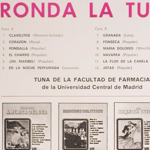 Tuna de la Facultad de Farmacia: Ronda la Tuna, Univ.Madrid, Gramusic (113), E, 1971 Typ: LP Best.-Nr.: V5715 Preis: 7,50 Euro