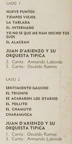 D'Arienzo,Juan y su Orquesta tipica: Interpreta a Canaro, vg+/vg-, RCA(AVL-3603), Argentien, 1965 - LP - V7964 - 35,00 Euro