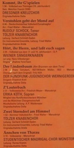 V.A.Klingender Hausschatz: deutscher Volkslieder, Foc, (Ch&ouml;re), Marcator (32 944 1), D DSC Ed., 1981 Typ: 3LP Best.-Nr.: K1054 Preis: 7,50 Euro.