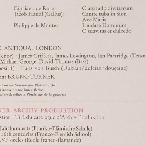 V.A.Ave Regina: Nicolas Gombert...Philippede Monte, Archiv (2533 361), D, m /vg+, 1977 Typ: LP Best.-Nr.: K1319 Preis: 5,00 Euro
