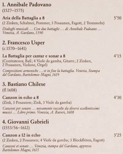 V.A.Battagli E Lamenti: Annibale Padovano... Jacopo Peri, Archiv Produktion (2533 468), D, 1982 Typ: LP Best.-Nr.: K1382 Preis: 12,50 Euro