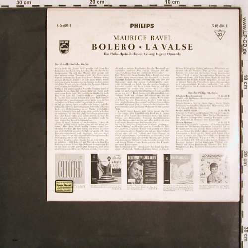 Ravel,Maurice: Bolero / La Valse, Mono, vg+/m-, Philips (S 06 604 R), D, 1958 Typ: 10" Best.-Nr.: K1387 Preis: 5,00 Euro