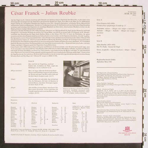 Franck,Cesar / Julius Reubke: Grande piece symphonique/94Psalm, AGK (AGK 30 213), D Typ: LP Best.-Nr.: K1392 Preis: 9,00 Euro