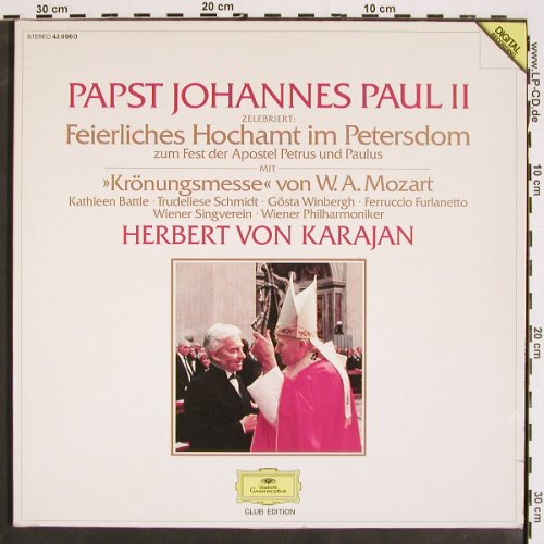Karajan,Herbert von/Papst J.Paul II: Feierliches Hochamt im Petersdom, D.Gr. (43 896 0), D,Club Ed., 1986 Typ: LP Best.-Nr.: K1393 Preis: 7,50 Euro