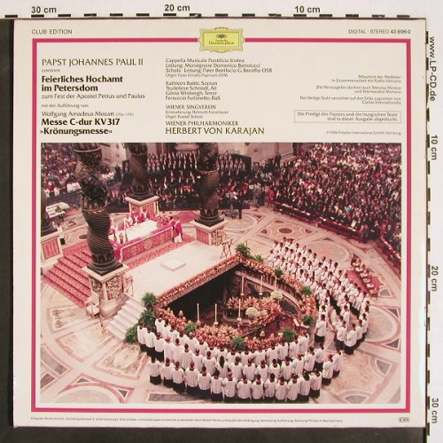 Karajan,Herbert von/Papst J.Paul II: Feierliches Hochamt im Petersdom, D.Gr. (43 896 0), D,Club Ed., 1986 Typ: LP Best.-Nr.: K1393 Preis: 7,50 Euro