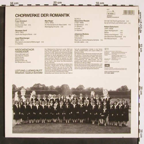 Mädchenchor Hannover: Chorwerke der Romantik, Foc, EMI/Harmonia Mundi (16 9589 1), D, co, 1986 Typ: LP Best.-Nr.: K1394 Preis: 7,50 Euro
