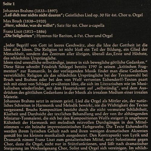 V.A.Geistige Chormusik der Romantik: Brahms,Bruch,Liszt,Menelssohn,Wolf, Bellaphon/Resono (BJS 4028), D, 1971 Typ: LP Best.-Nr.: K1395 Preis: 7,50 Euro