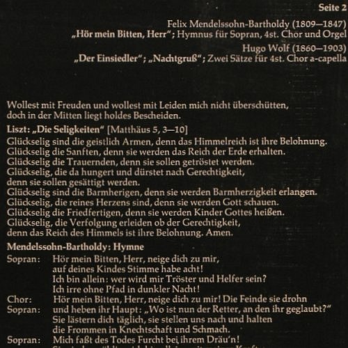V.A.Geistige Chormusik der Romantik: Brahms,Bruch,Liszt,Menelssohn,Wolf, Bellaphon/Resono (BJS 4028), D, 1971 Typ: LP Best.-Nr.: K1395 Preis: 7,50 Euro