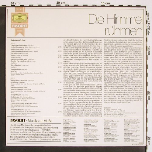 V.A.Die Himmel rühmen: Beliebte Chöre. Beeth., Schubert.., D.Gr. Favorit (2535 609), D, 1978 Typ: LP Best.-Nr.: K1397 Preis: 6,00 Euro