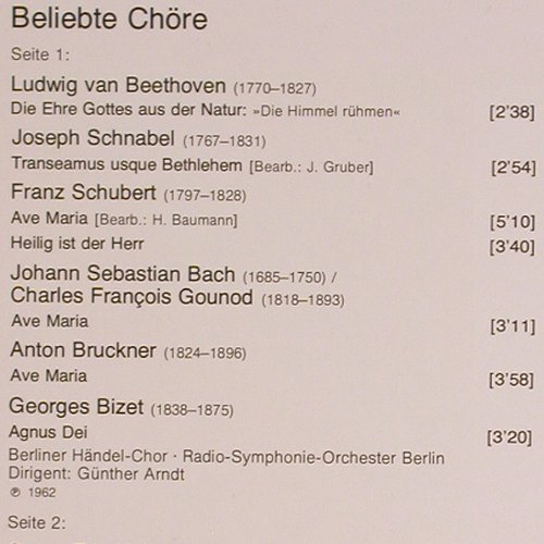 V.A.Die Himmel rühmen: Beliebte Chöre. Beeth., Schubert.., D.Gr. Favorit (2535 609), D, 1978 Typ: LP Best.-Nr.: K1397 Preis: 6,00 Euro
