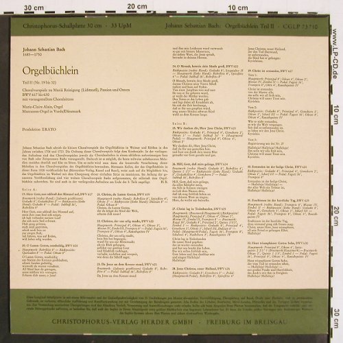 Bach,Johann Sebastian: Orgelbüchlein Teil2,BWV 617 bis 630, Christophorus(CGLP 73 710), D, Mono, 1962 - LP - K1408 - 9,00 Euro
