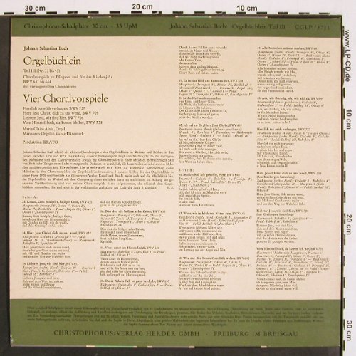 Bach,Johann Sebastian: Orgelbüchlein Teil3,BWV 631 bis 644, Christophorus(CGLP 73 711), D, Mono, 1962 - LP - K1409 - 9,00 Euro