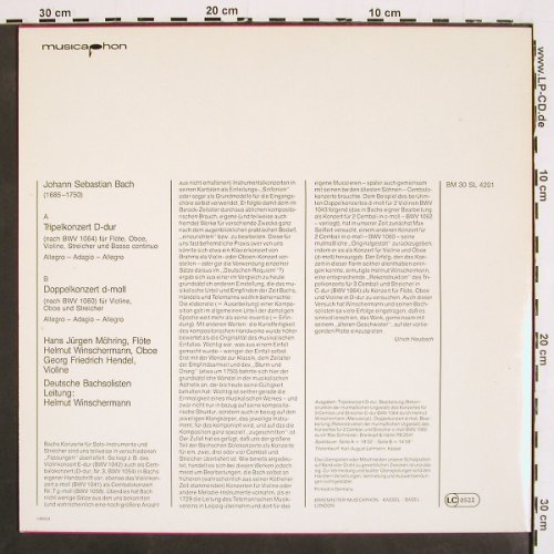 Bach,Johann Sebastian: Tripelkonzert D-dur, Doppelk.d-moll, Musicaphon(BM 30 SL 4201), D, 1980 - LP - K1412 - 9,00 Euro