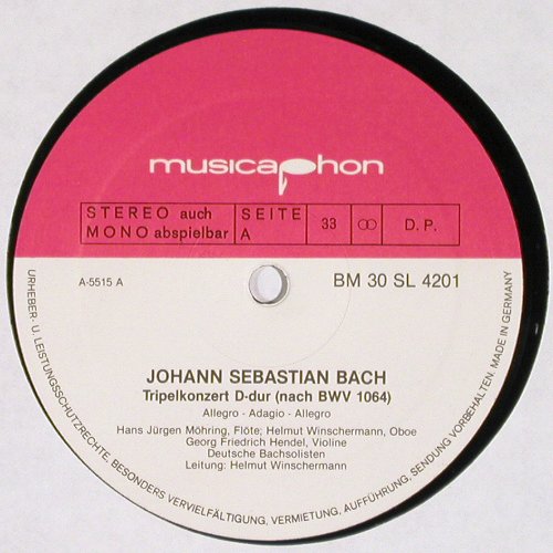 Bach,Johann Sebastian: Tripelkonzert D-dur, Doppelk.d-moll, Musicaphon(BM 30 SL 4201), D, 1980 - LP - K1412 - 9,00 Euro