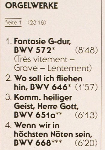 Bach,Johann Sebastian: Orgelwerke,Toccata uFuge d-moll,565, EMI(7 69390 1), D, Ri, 1988 - LP - K1413 - 7,50 Euro