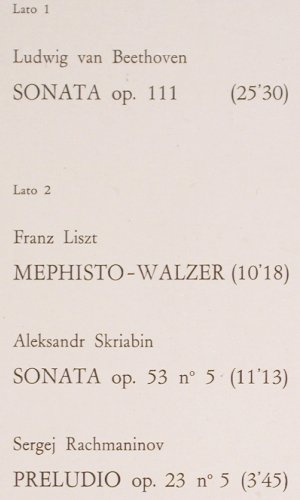 Baynov,Tomislav: Beeth. Op.111, Liszt,Skriabin,Rachm, ST.Esse (TS.B 1), I Typ: LP Best.-Nr.: K1415 Preis: 12,50 Euro