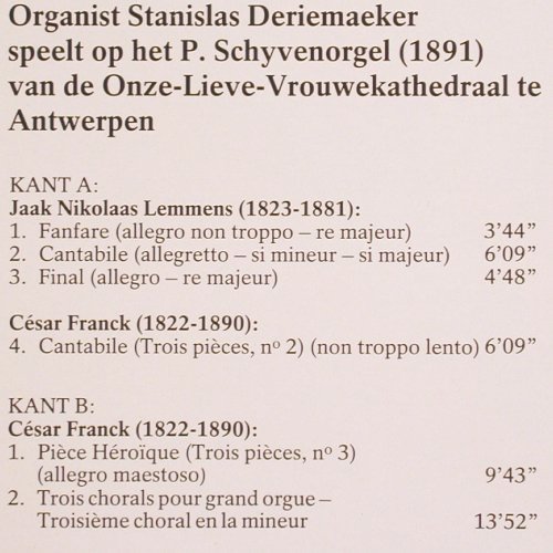 Franck,Cesar /Jaak Nikolaas Lemmens: Romantiek in de Kathedraal, Foc, Eufoda (1109), NL, 1986 Typ: LP Best.-Nr.: K1417 Preis: 6,00 Euro