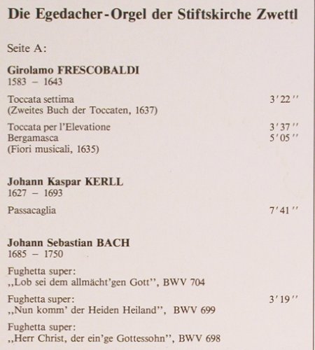 V.A.Die Egedacher-Orgel der: Stiftskirche Zwettl, DG(OFZs 03/85), D, 1986 - LP - K1423 - 9,00 Euro