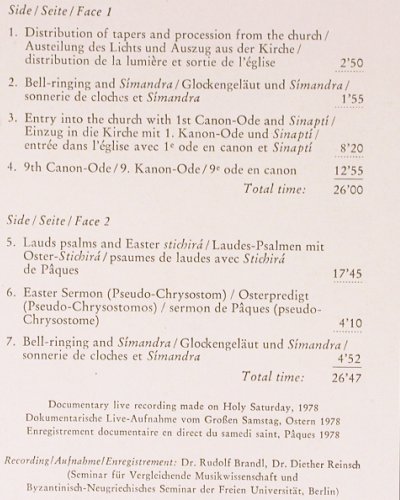 V.A.Ostern auf dem Berg Athos: Vol.I:Die Feier der Osternacht, Foc, Archiv (2533 413), D, 1978 Typ: LP Best.-Nr.: K1443 Preis: 6,00 Euro