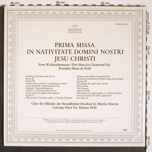 Mönche der Benediktiner-Erzabtei: St.Martin, Beuron,Prima Missa(1959), Archiv (198 153), D, Ri, Foc Typ: LP Best.-Nr.: K1444 Preis: 6,00 Euro