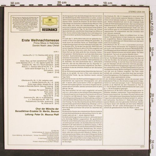 Mönche der Benediktiner-Erzabtei: St.Martin, Beuron. Foc (1959), D.Gr. Resonance (2535 345), D, Ri Typ: LP Best.-Nr.: K1445 Preis: 6,00 Euro
