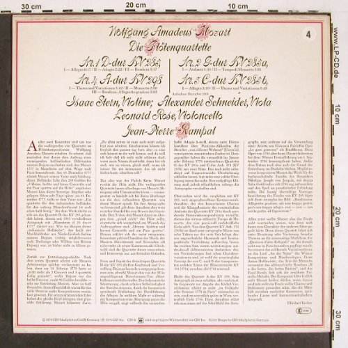Mozart,Wolfgang Amadeus: Die Flötenquartette Nr.1-4, CBS (CBS 61 824), NL, 1978 Typ: LP Best.-Nr.: K1453 Preis: 7,50 Euro