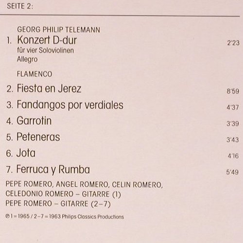 Los Romeros: Gitarren-Festival (1963-1968), Philips Club-Ed. (63 0590), D, Ri Typ: LP Best.-Nr.: K1455 Preis: 9,00 Euro