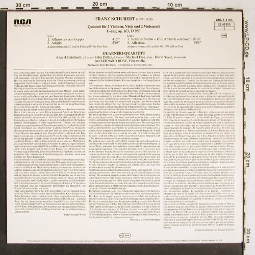Schubert,Franz: Quintet In C Major Op.163,D.956, RCA (26.41355), D, 1975 Typ: LP Best.-Nr.: K1462 Preis: 7,50 Euro