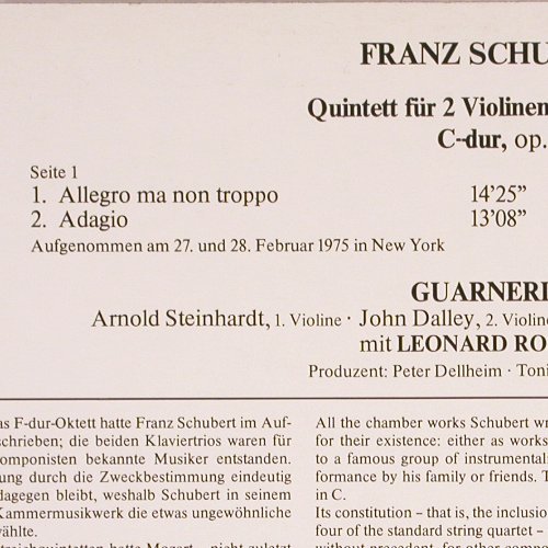 Schubert,Franz: Quintet In C Major Op.163,D.956, RCA (26.41355), D, 1975 Typ: LP Best.-Nr.: K1462 Preis: 7,50 Euro