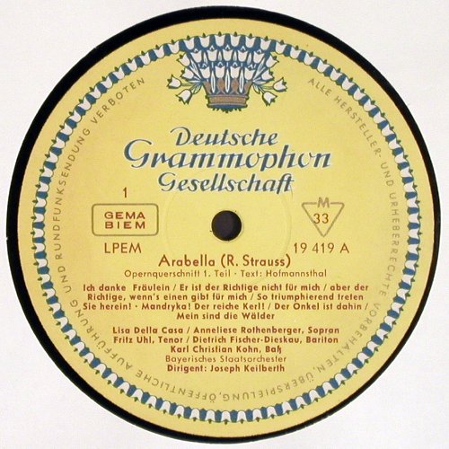 Strauss,Richard: Arabella - Opernquerschnitt, D.Gr.(LPEM 19 419), D, 1963 - LP - K1465 - 7,50 Euro