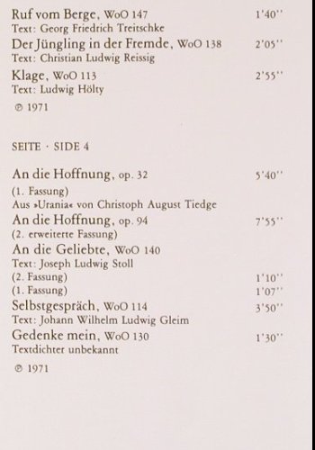 Schreier,Peter: Beethoven-Lieder, Box, Telefunken (6.35575 DX), D, 1976 Typ: 2LP Best.-Nr.: K1466 Preis: 7,50 Euro