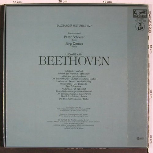 Schreier,Peter: Beethoven-Lieder, Box, Telefunken (300 760-430), D, 1980 Typ: 2LP Best.-Nr.: K1467 Preis: 7,50 Euro