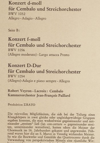 Bach,Johann Sebastian: Cembalokonzerte 1, BWV 1052,1056,54, Christophorus (CGLP 75 754), D, Mono Typ: LP Best.-Nr.: K1468 Preis: 7,50 Euro