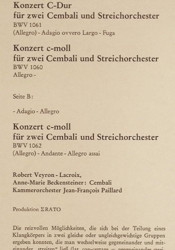 Bach,Johann Sebastian: Konzerte f. 2 Cembali,BWV 1060-1062, Christophorus (CGLP 75 756), D, Mono Typ: LP Best.-Nr.: K1470 Preis: 9,00 Euro