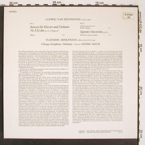 Beethoven,Ludwig van: Klavierkonzert Nr.5 Es-dur, op.73, Decca (6.41502 AZ), D, m /vg+, 1974 Typ: LP Best.-Nr.: K1475 Preis: 6,00 Euro.