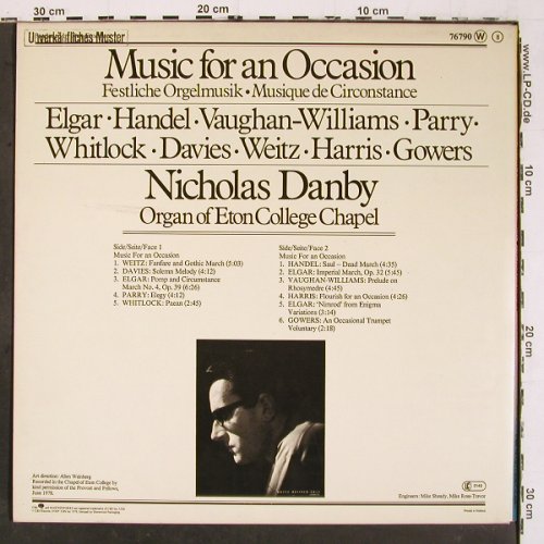 V.A.Music for an Occasion: Elgar,Handel, Vaughan-Williams..Foc, CBS Masterworks (76 790), NL, 1978 Typ: LP Best.-Nr.: K1481 Preis: 6,00 Euro.