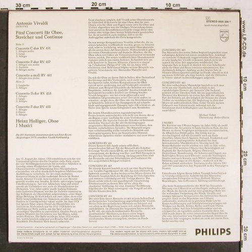 Vivaldi,Antonio: 5 Oboenkonz.,RV451,453,455,457&461, Philips (9500 299), NL, 1977 Typ: LP Best.-Nr.: K1483 Preis: 7,50 Euro.