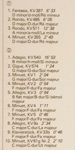 Mozart,Wolfgang Amadeus: Klavierstücke,KV397,485...9a,33b,61, EMI (27 0382 1), D, 1986 Typ: LP Best.-Nr.: K1485 Preis: 9,00 Euro.