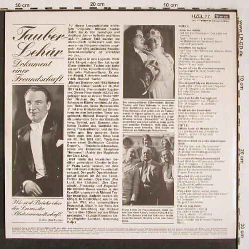 Tauber,Richard / Franz Lehar: Dokument einer Freundschaft,vg+/m-, HörZu Diskothek 10 (HZEL 77), D Typ: LP Best.-Nr.: K1488 Preis: 5,00 Euro.