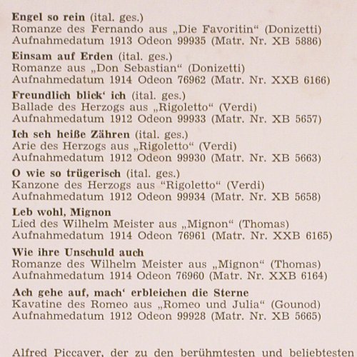 Piccaver,Alfred: Lebendige Vergangenheit, LV (LV 26), A Typ: LP Best.-Nr.: K1491 Preis: 7,50 Euro.