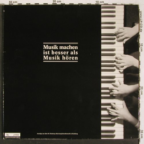 V.A.Musik machen ist besser a.H&ouml;ren: Ausz&uuml;ge a.d.49 Steinway Klavierwett, Steinway (66.23886), D, Foc, 1985 Typ: LP Best.-Nr.: K1502 Preis: 9,00 Euro.
